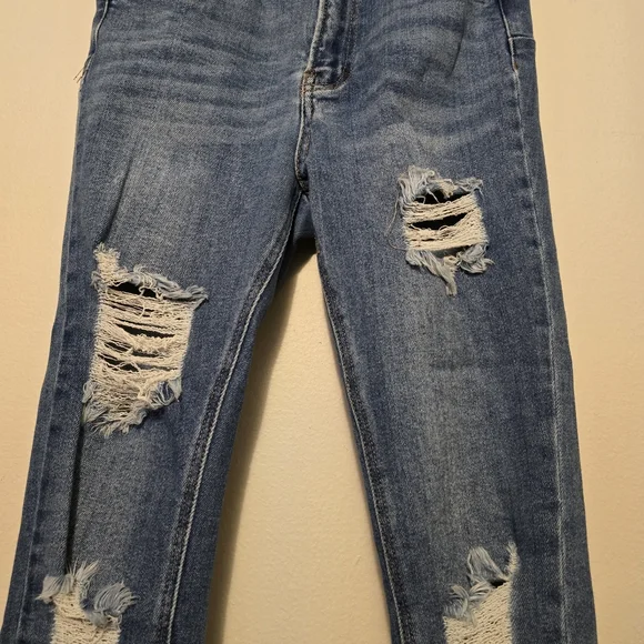 WAX JEAN BUTT I LOVE YOU Distressed Skinny Denim Jeans Light Wash Fade Size 7/28 - Picture 5 of 17